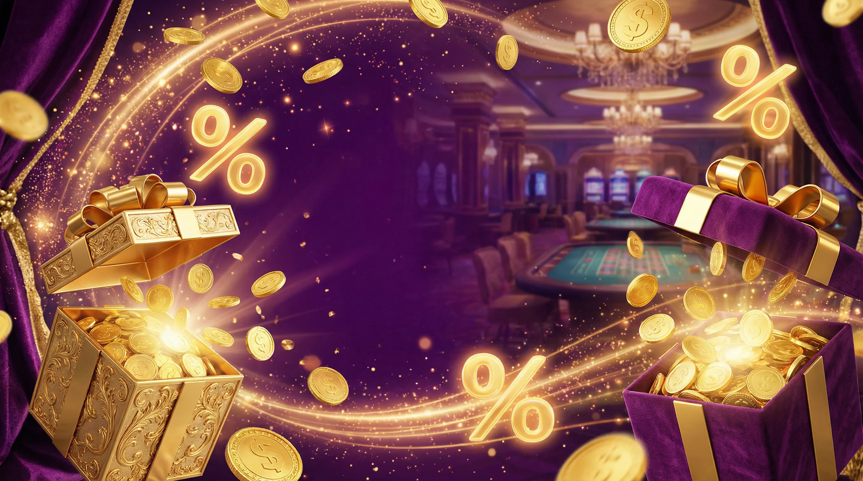 Bonos y promociones de casino con monedas doradas
