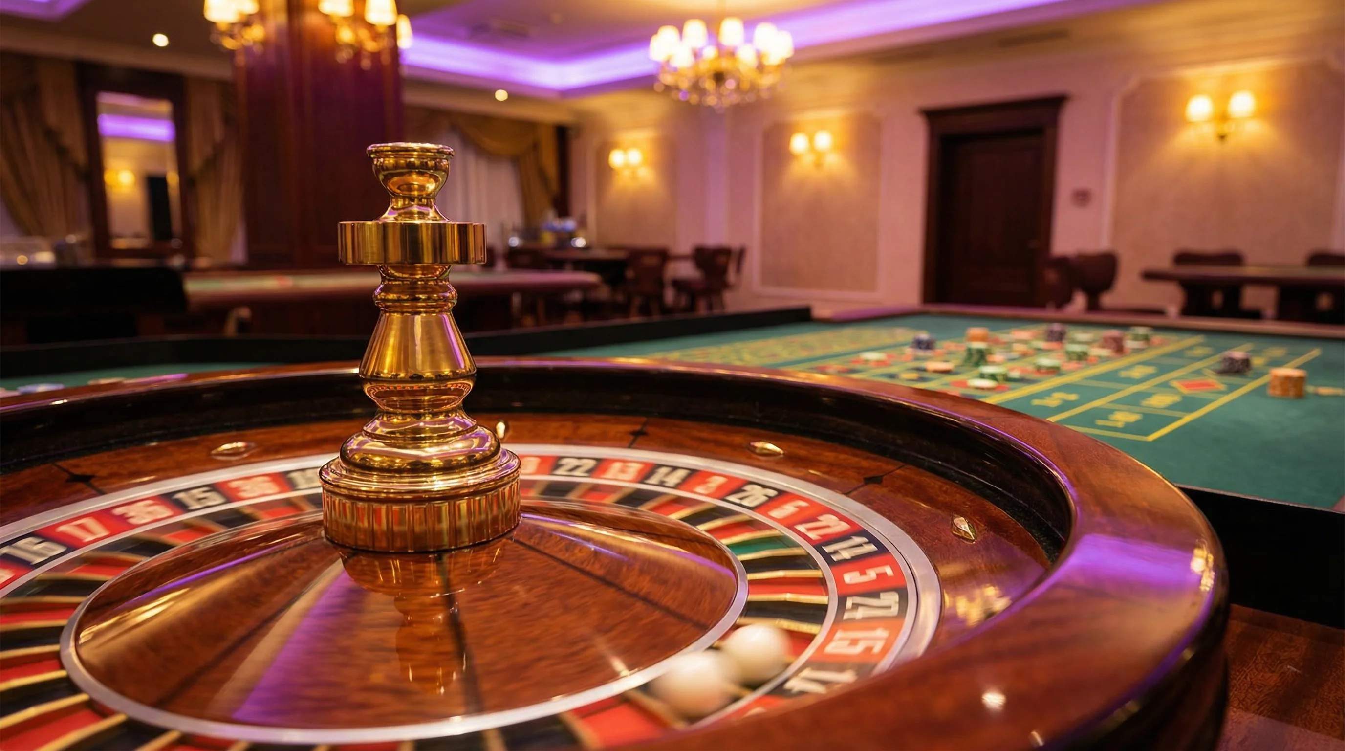 Ruleta europea girando en casino de lujo